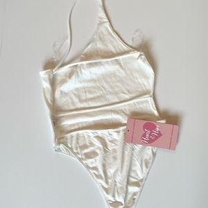 One shoulder body suit with exposed back, size xs/s